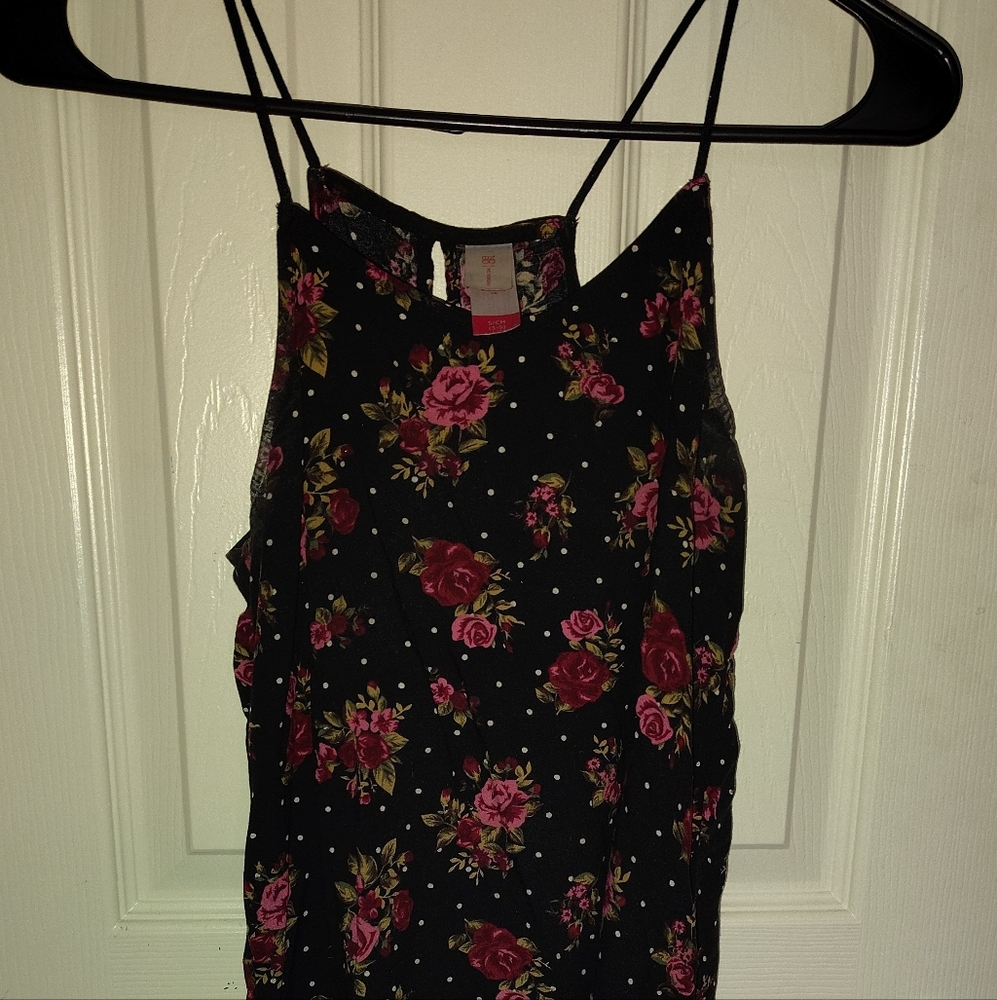 Black Floral Tank Top Size Small